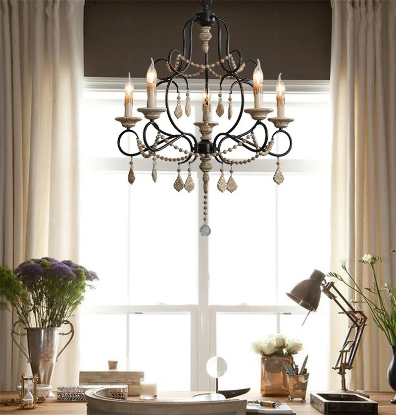 Американские кантри винтажные люстры хрустальные лампы 5 светильник антикварные