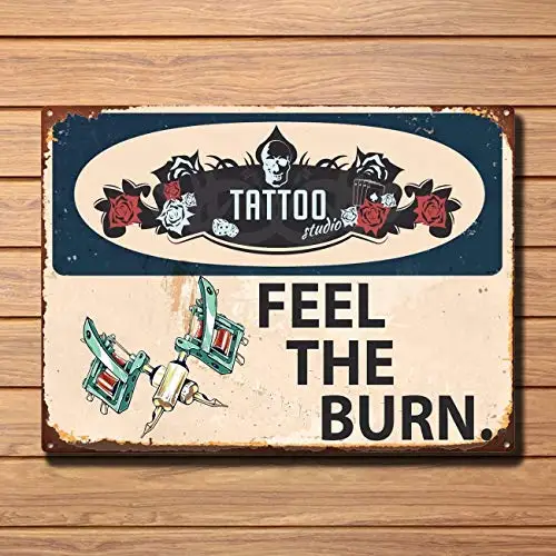 

Остерегайтесь татуировщика на работе, металлический знак, винтажная студийная настенная дверная табличка, винтажный знак, ретро настенное ...