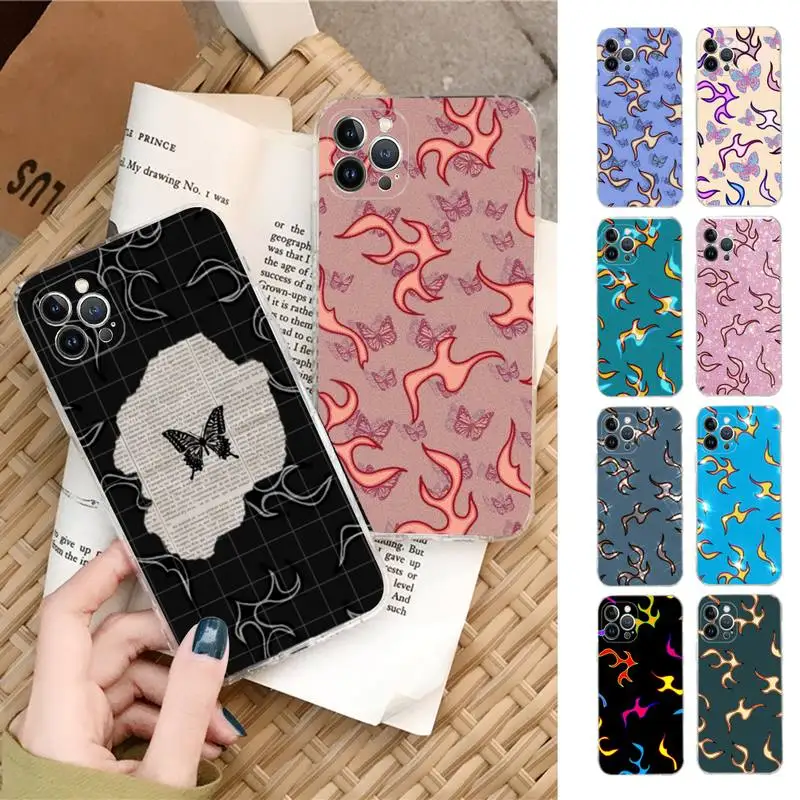 

Fashion Red Flames Fitted Phone Case Silicone Soft for iphone 14 13 12 11 Pro Mini XS MAX 8 7 6 Plus X XS XR Cover