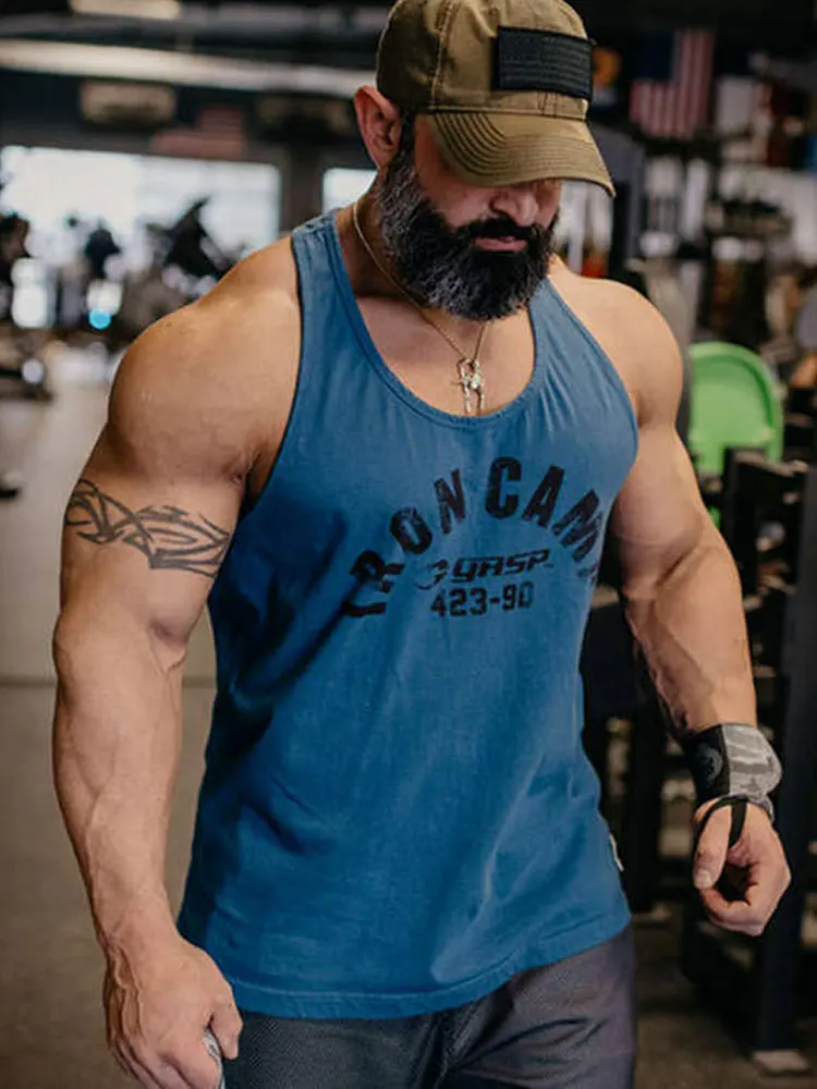 

Gasp Tank Top Summer Fitness Sleeveless Sports Leisure Running Basketball Training Pure Cotton Moisture Wicking Loose T-Shirt