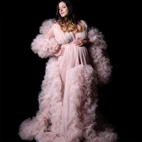 modern long sleeve prom dresses tiered ruffles oversize maternity photoshoot dress party robes custom made