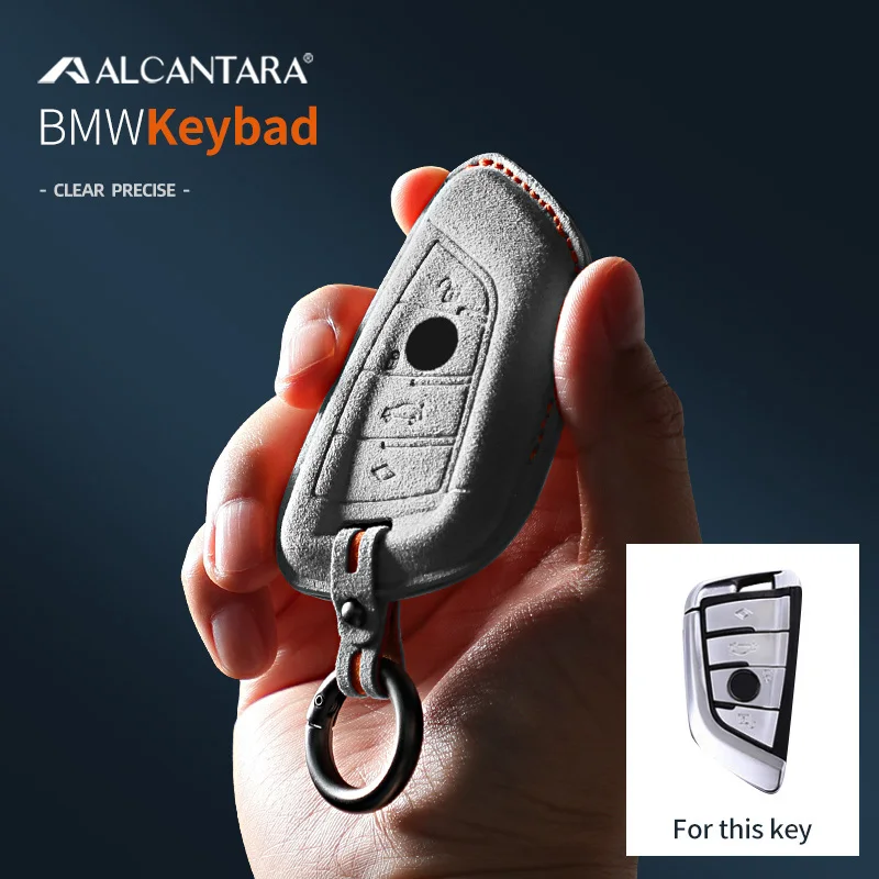 

Alcantara Car Key Case Cover For BMW X1 X3 X5 X6 1 2 3 5 7 Series F15 F16 F20 F22 F30 F32 G30 Keychain Accessories
