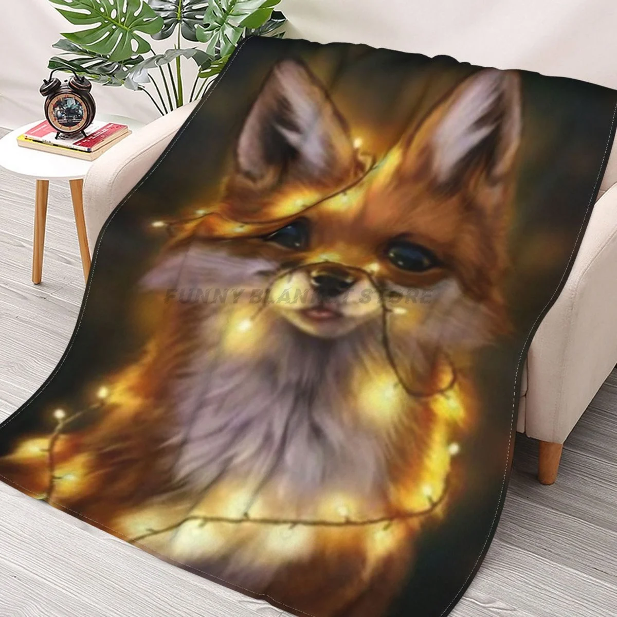 

Fox Cub Throws Blankets Collage Flannel Ultra-Soft Warm picnic blanket bedspread on the bed