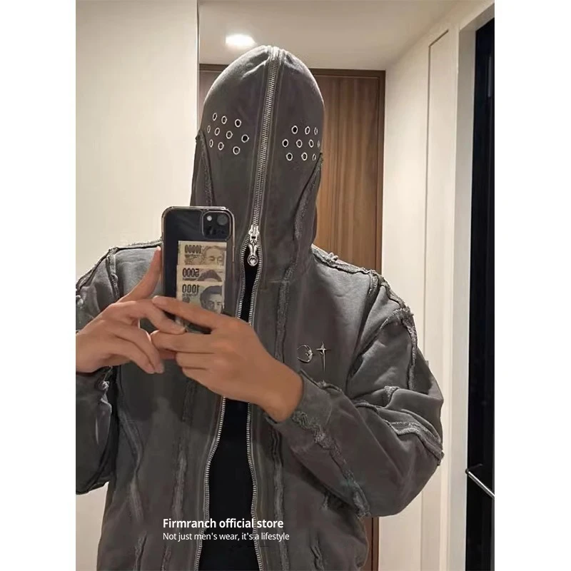 Firmranch металлическая молния в маске ниндзя толстовки для мужчин женщин свободный