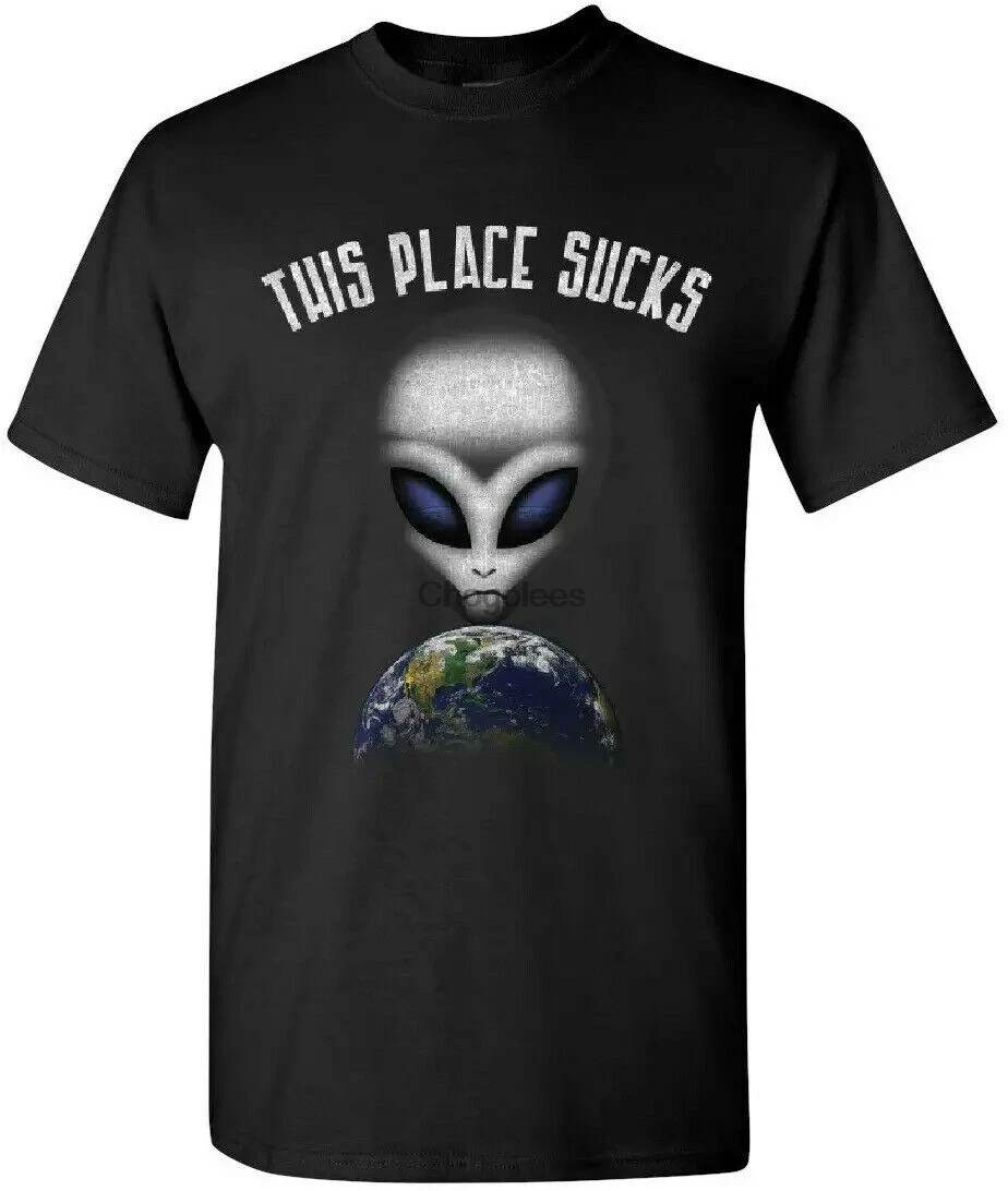 Это место футболка Sucks смешной НЛО инопланетянин космос Вселенная земля мужской