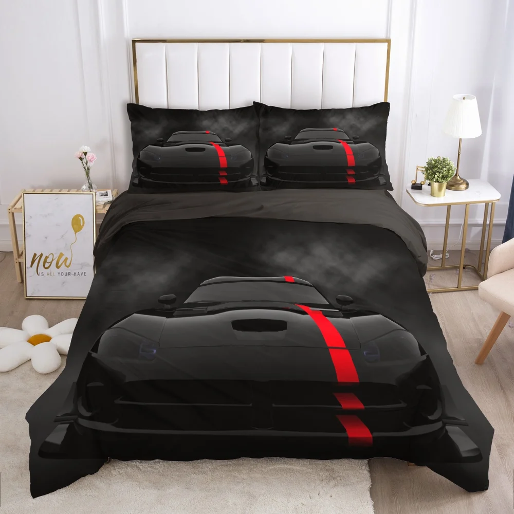 

Cars Vehicles Bedding 3 Piece Boys Bedroom Decor Pillowcase Cars Racing Print Set King Queen For Adults Quilt Cover