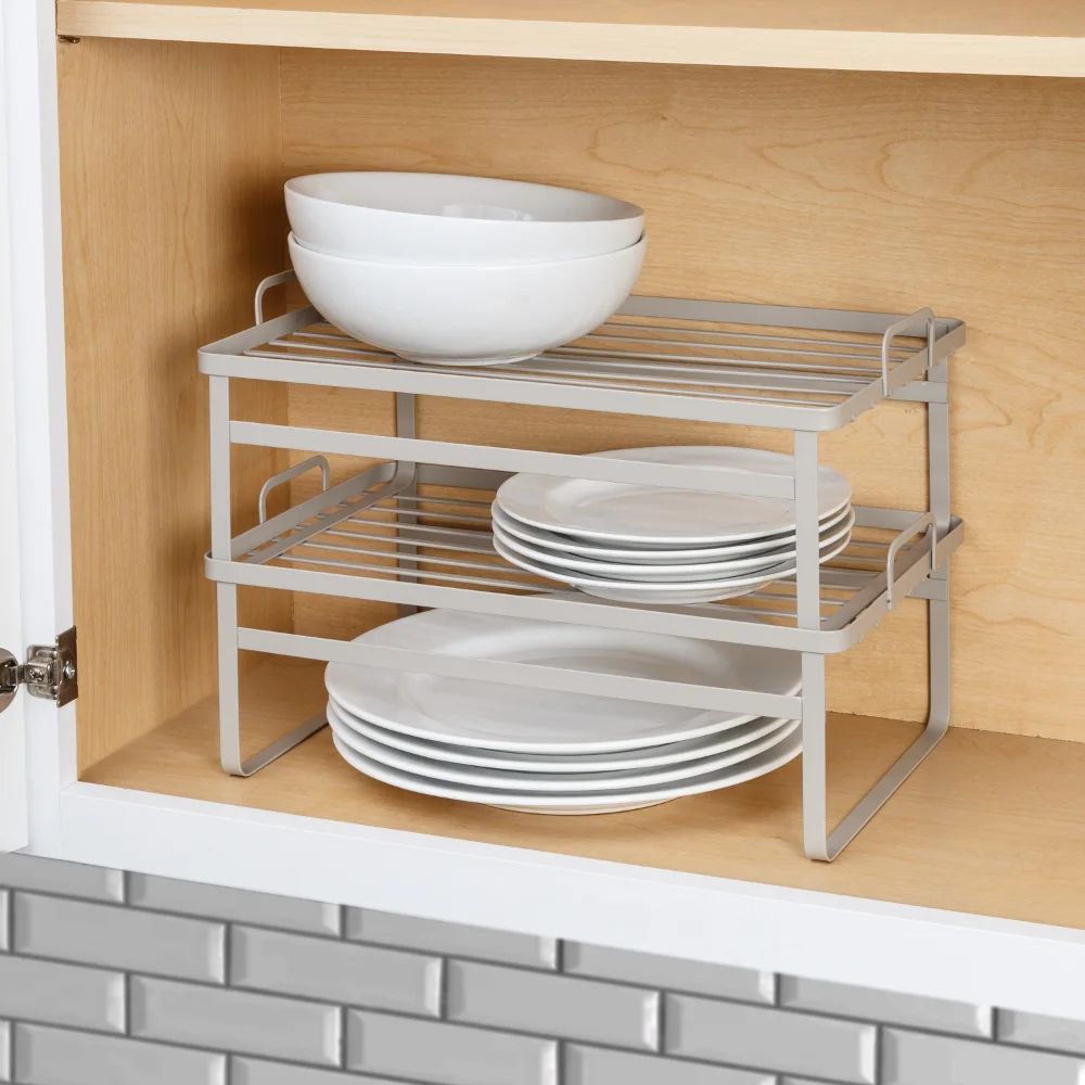 

Flat Wire Modular Shelf, Grey Durable Matte Black Steel Frame, Heavy-Duty and Space Racks & Holders for Kitchen