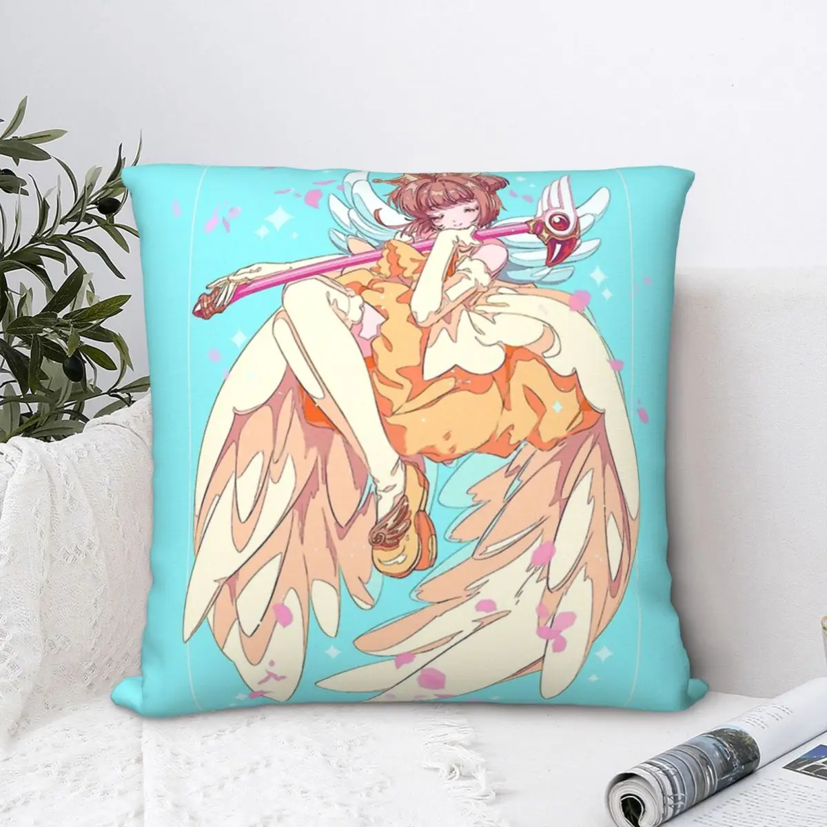 

The Angel Queen Throw Pillow Case Card Captor Sakura Anime Short Plus Cushion Covers Home Sofa Chair Decorative Backpack