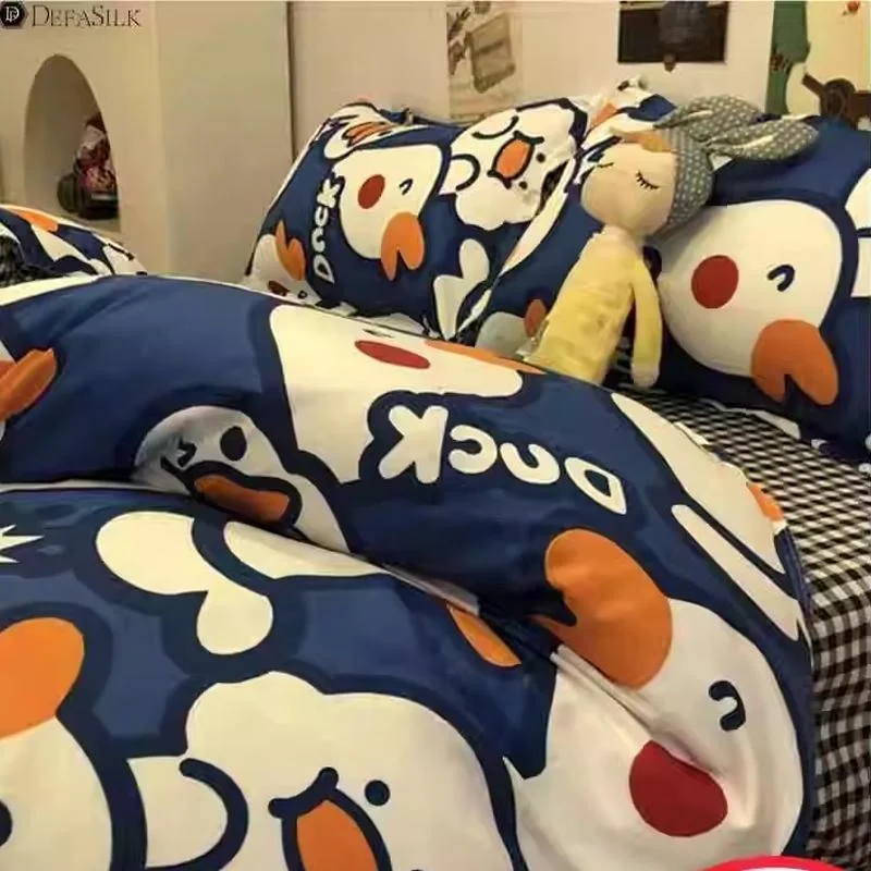 Bed Sheet Bedding Article Four-Piece Boys' Quilt Cover Female Student Dormitory Single Three-Piece Non-Cotton Pur...