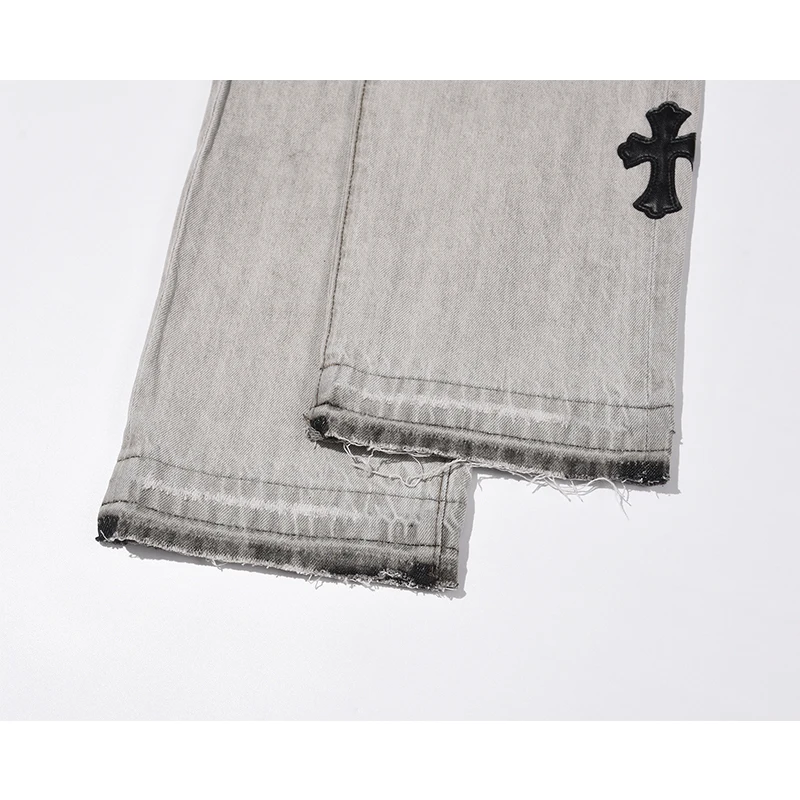 Джинсы мужские рваные в стиле хип-хоп уличные брюки из денима панк с перекрестной