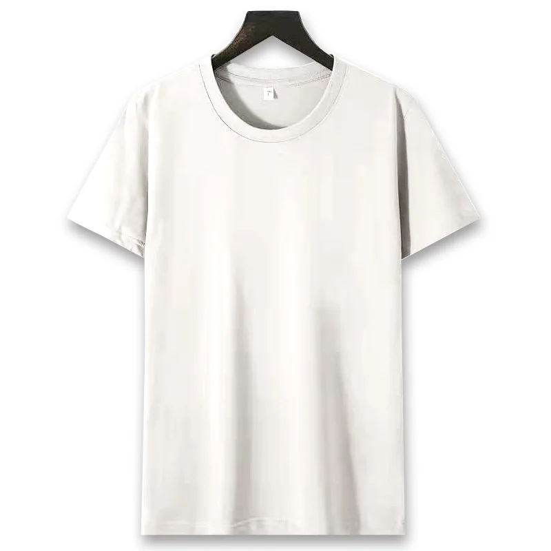 

2022 Spring Top Men's New Trendy Brand Round Neck Sweater Thickened Solid Color Black and White Bottoming Short-sleeved T-shirt