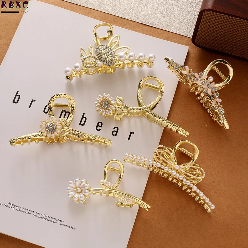 

RBXC Classic Flower Heart Dangle Ear for Women Trendy Gold Color Large Drop Earrings Long Jewelry Accessories
