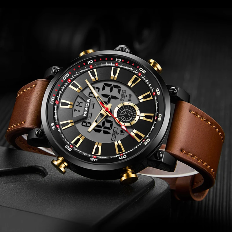 

Luxury Top Brand Watch for Men Hip Hop Stopwatch Week Display Watches Sports Calendar Wristwatch Male Alarm Clock Reloj Hombre