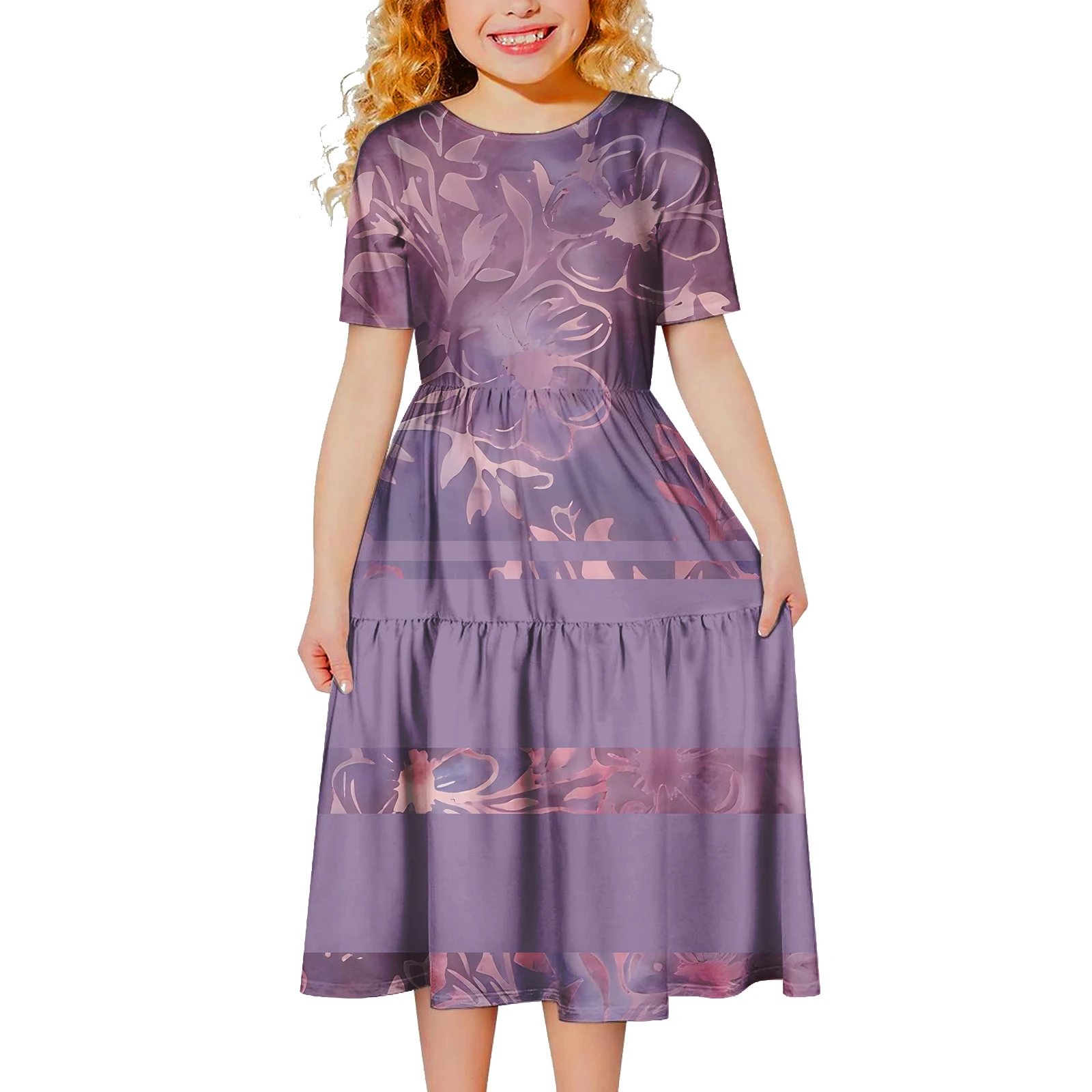Фото Детская одежда на заказ: Самоанские летние платья-макси с круглым вырезом, полинезийская одежда оверсайз для детей, гавайские милые многоярусные платья-торты для девочек №5