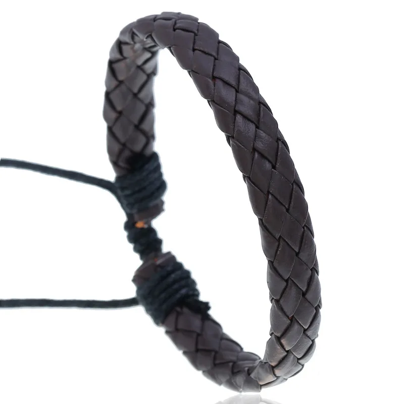 Vintage Leather Bracelet For Women Girls Hand-knitted Weave Adjustable Size Charm Bracelet Fashion Men's Gift e340