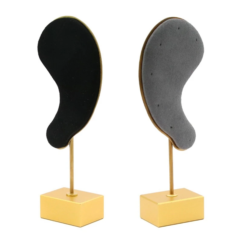 

2Pcs Fashion Earring Display Stand Microfiber Earring Ear Clip Stud Jewelry Display Organizer Stand,Black & Gray
