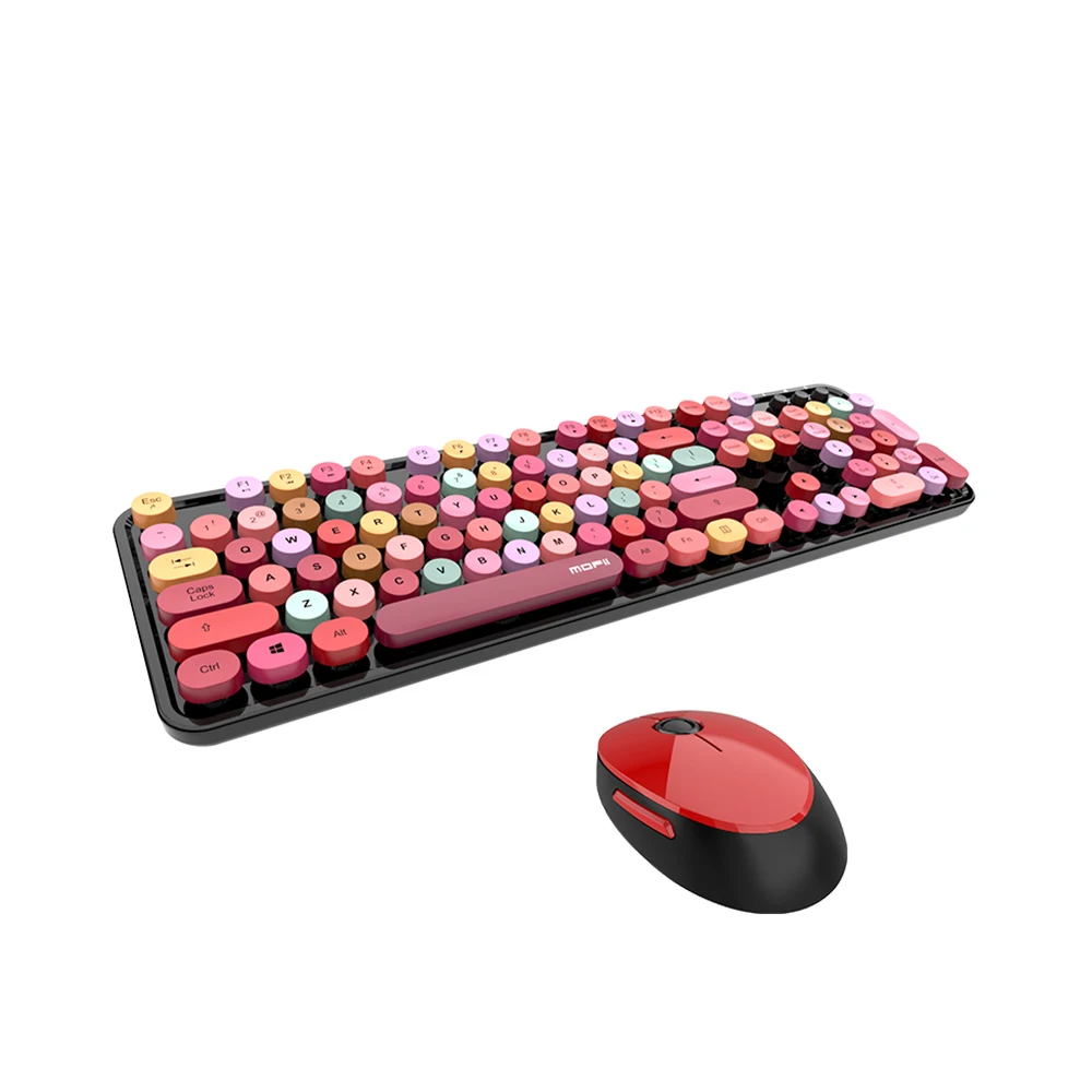 

Mofii Sweet Keyboard Mouse Combo Mixed Color 2.4G Wireless Keyboard Mouse Set Circular Suspension Key Cap for PC Laptop