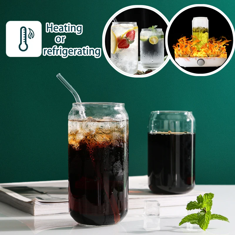 Стеклянная банка Кока из боросиликатного стекла с трубочкой чашка для напитков