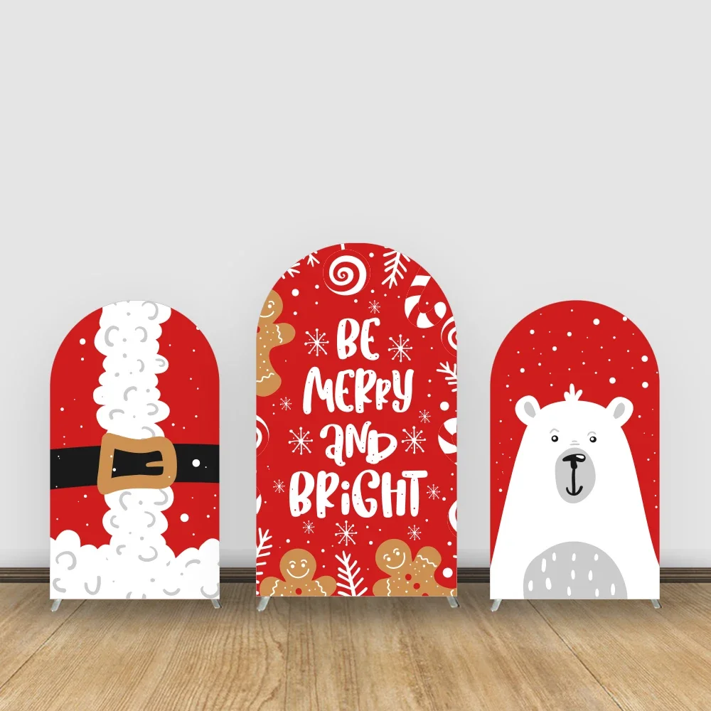 Фон с изображением белого медведя и арки для рождественской тематики