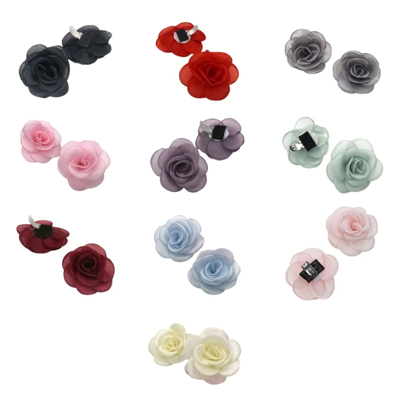 

Rose Flower Shoe Clips Fabric Flowers Shoe Charm Accessories Fashion Shoes Buckles Sandal Wedding Shoe Ornaments