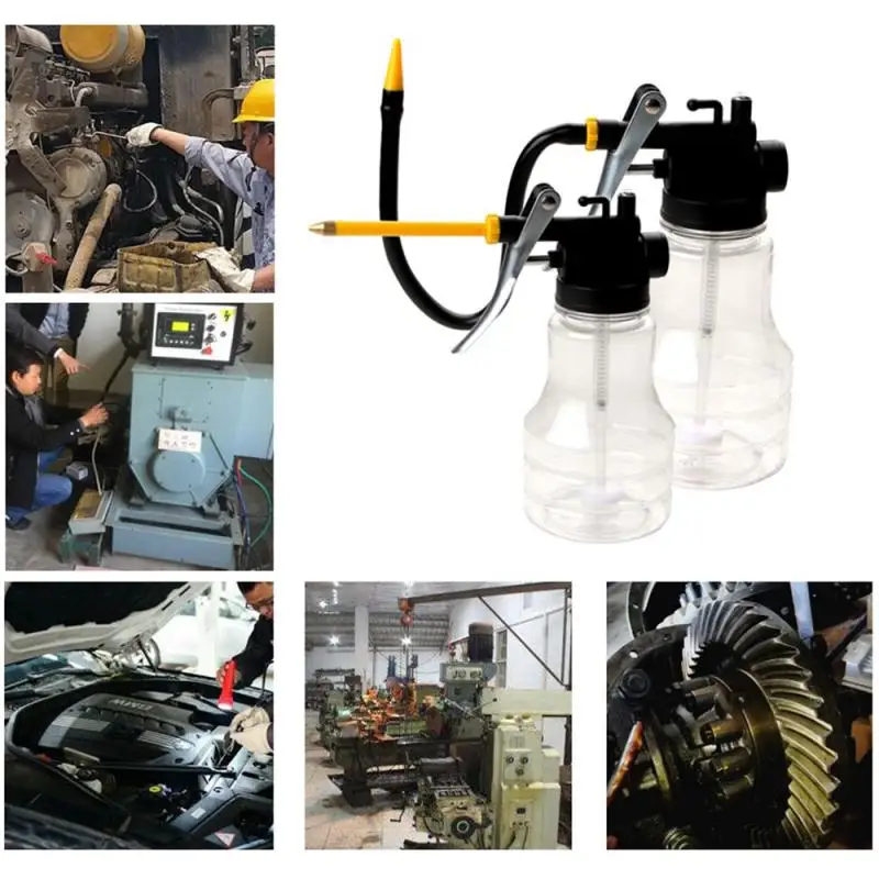 

Hardware Tool Transparent Oil Can 250ml 350ml Plastic Hose Refueling Pot High Pressure Oiler Oil Gun for Car