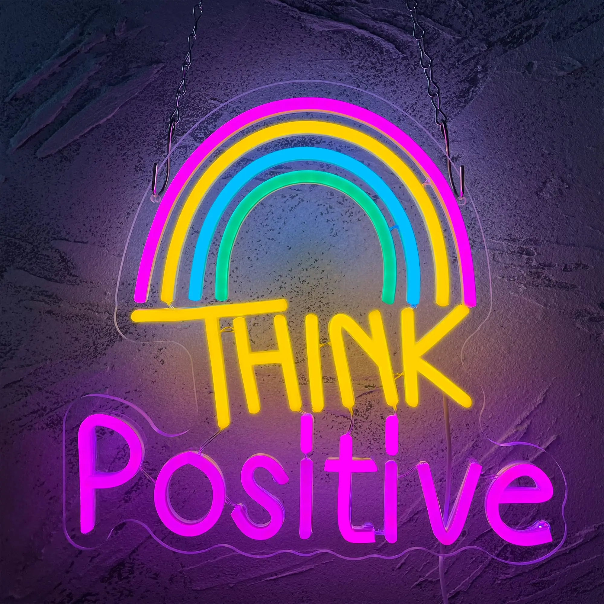 

Think Positive Neon Sign LED Lights USB Signs Bedroom Room Bar Pub Store Club Home Party Wall Art Decor for Room Holiday