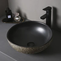 40x40cm countertop basin retro art basin washbasin basin home garden balcony black round ceramic washbasin