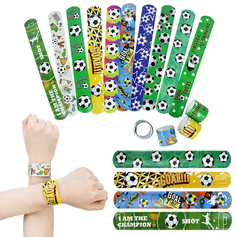 

10pcs Football Clap Circle 2022 World Cup Soccer Slap Bracelet Football Theme Sport Birthday Party Decoration Toy Favor Kid Gift