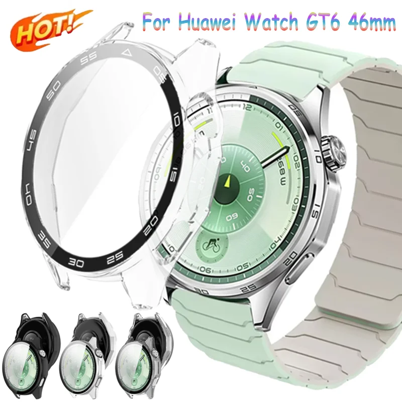 Фото Защитная пленка из закаленного стекла + чехол для Huawei Watch GT6 46 мм, официальный защитный чехол для всего экрана, Huawei Watch GT6 46 мм Correa №1