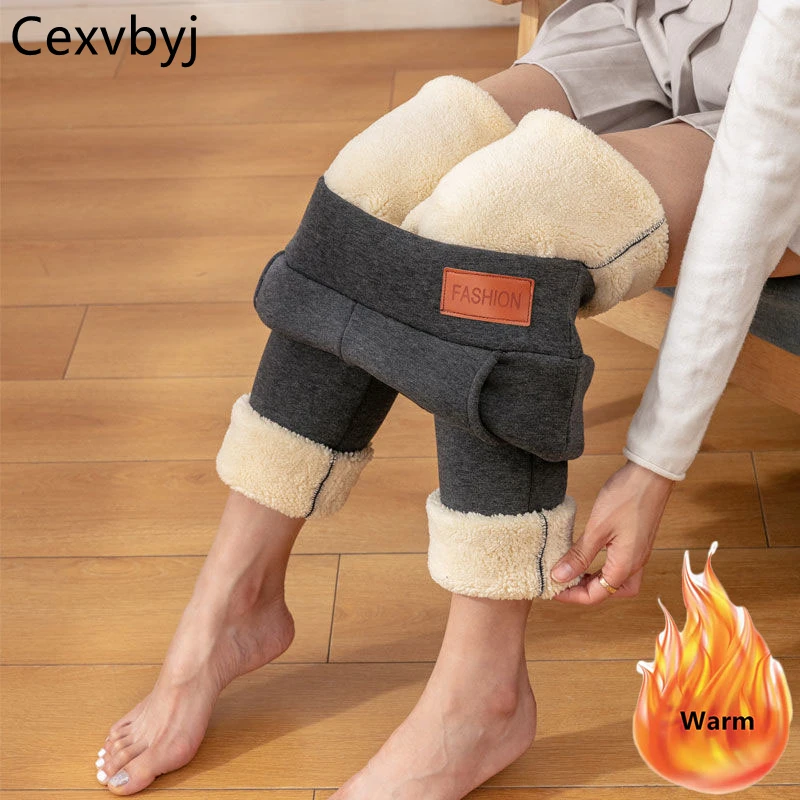 

Winter Thicken Lambwool Warm Leggings Women High Waist Stretch Skinny Pencil Pantalones Elegant Oversized 5XL Casual Legging