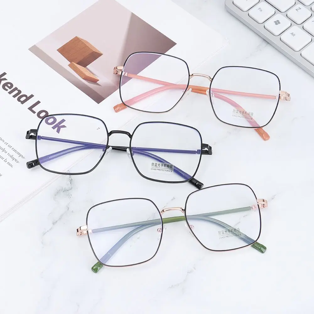 

Women Big Square Frame Anti-UV Blue Rays Glasses Men Metal Computer Goggles Eyeglasses Fashion Eyewear