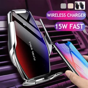15W Automatic Clamping Fast Car Wireless Charger for iPhone 13 Pro Max XS XR 8 Samsung Xiaomi Infrared Sensor Phone Holder Mount