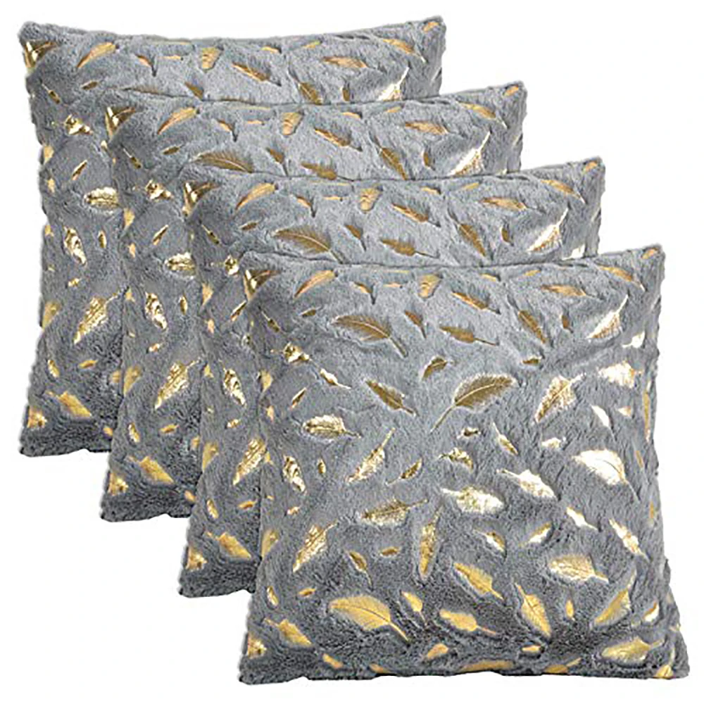 

4 Pack - [Just Covers] 45×45cm Feather Series Soft Plush Faux Fur Square Throw Pillow Covers Decorative Cushion Covers