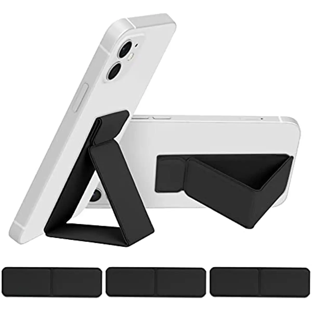 

3 Pcs Phone Kickstand [Vertical & Horizontal Stand] Ultra Slim Phone Stand & Finger Holder for Smartphones and Tablets (Black)