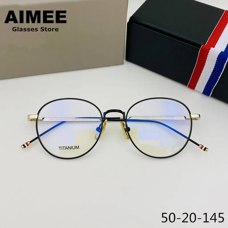 New York Brand Pure Titanium Glasses Frame Men Women Round Prescription Eyeglasses TBX119 Myopia Optical Eyewear Spectacles Oclu