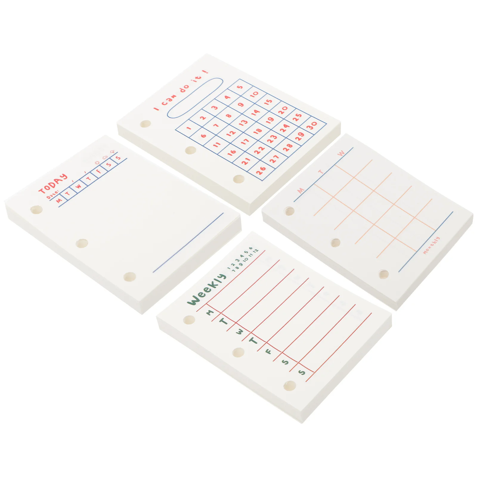 

4Pcs Mini Schedule Notebook Loose Leaf Papers Useful Punched Filler Papers for Home School