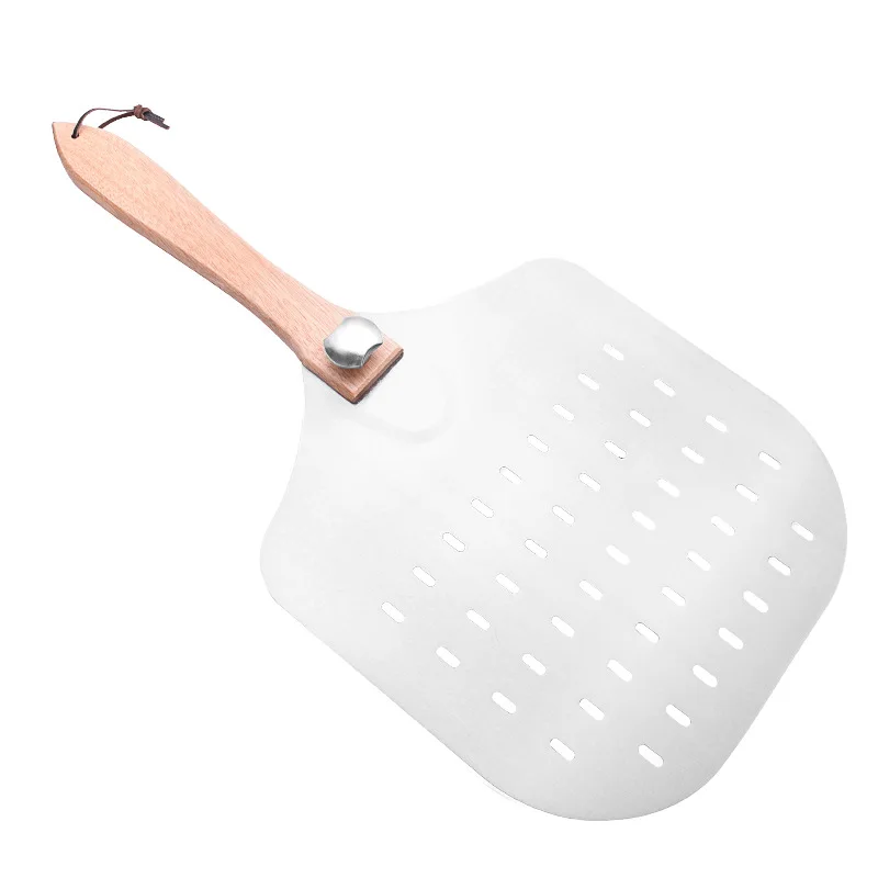 

PizzAtHome 12 inch Pizza Peel Perforated Aluminum Pizza Shovel Wooden Handle Foldable Pizza Peel Paddle Shovels Baking Tools