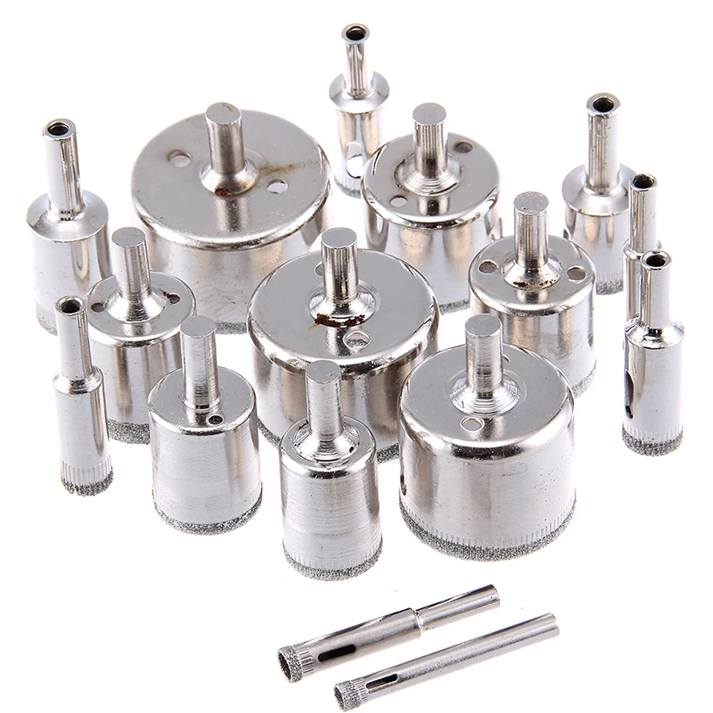 

16 Pcs Ceramic Hole Accessories Glass Drilling Power Tools Sets Tile Diamond Coated Marble Saw Drill Bit 6-50mm