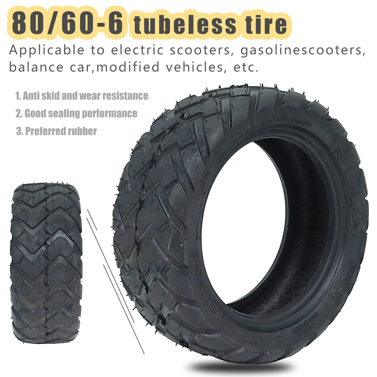 

10 Intch Electric Scooter Vacuum Tires Thickened Widened 10X3.0-6 80 60-6 Tubeless Tyre For Zero 10x Parts Accessories