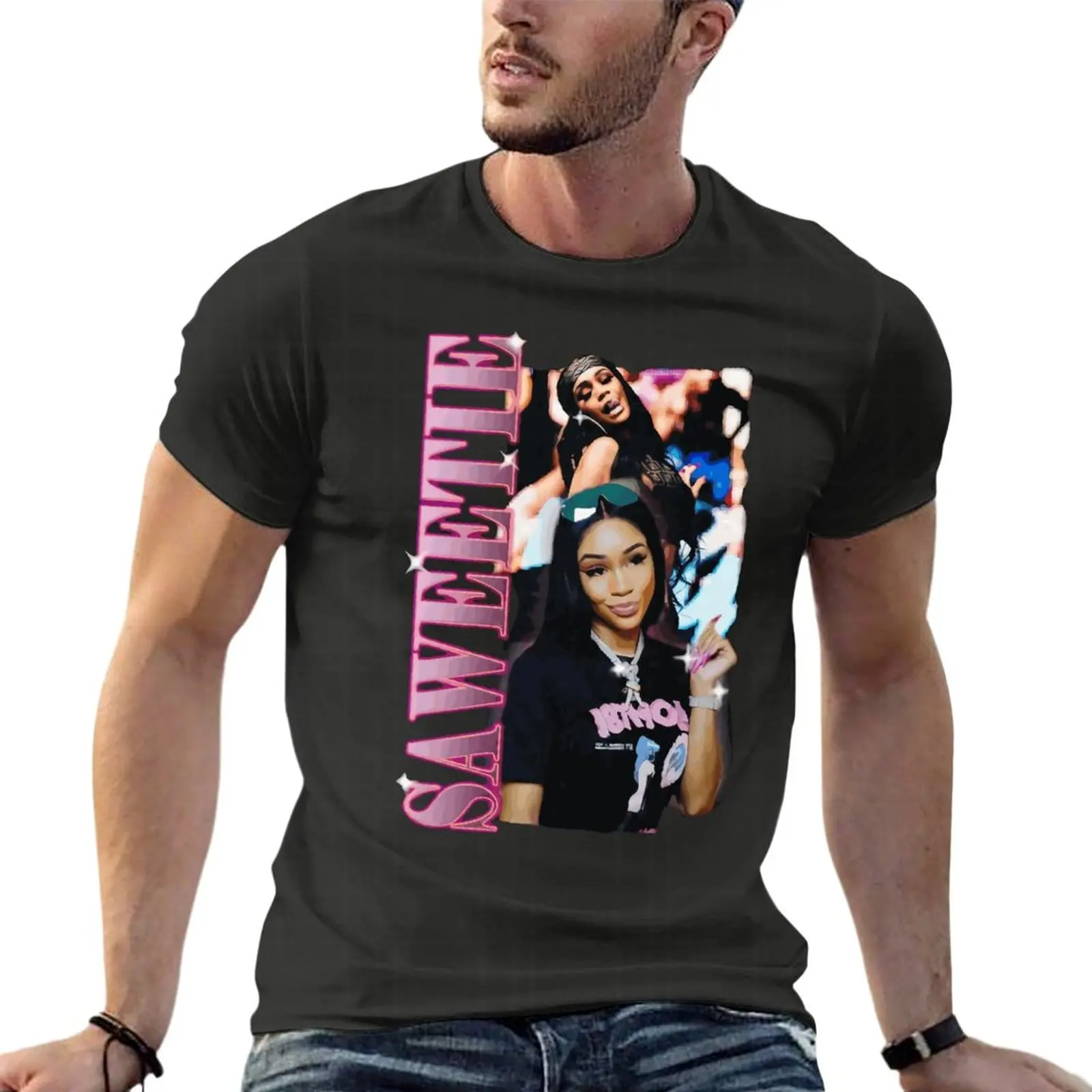 

Saweetie Rap Hip Hop Oversized Tshirt Funny Mens Clothing Short Sleeve Streetwear Large Size Tops Tee