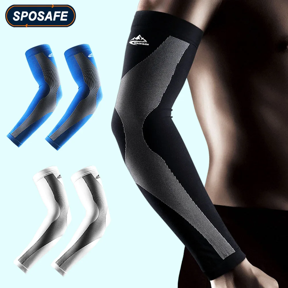 2Pcs/Pair Summer Ice Silk Anti-UV Cooling Arm Sleeves Compression for Cycling Driving Running Basketball Football Outdoor Sports