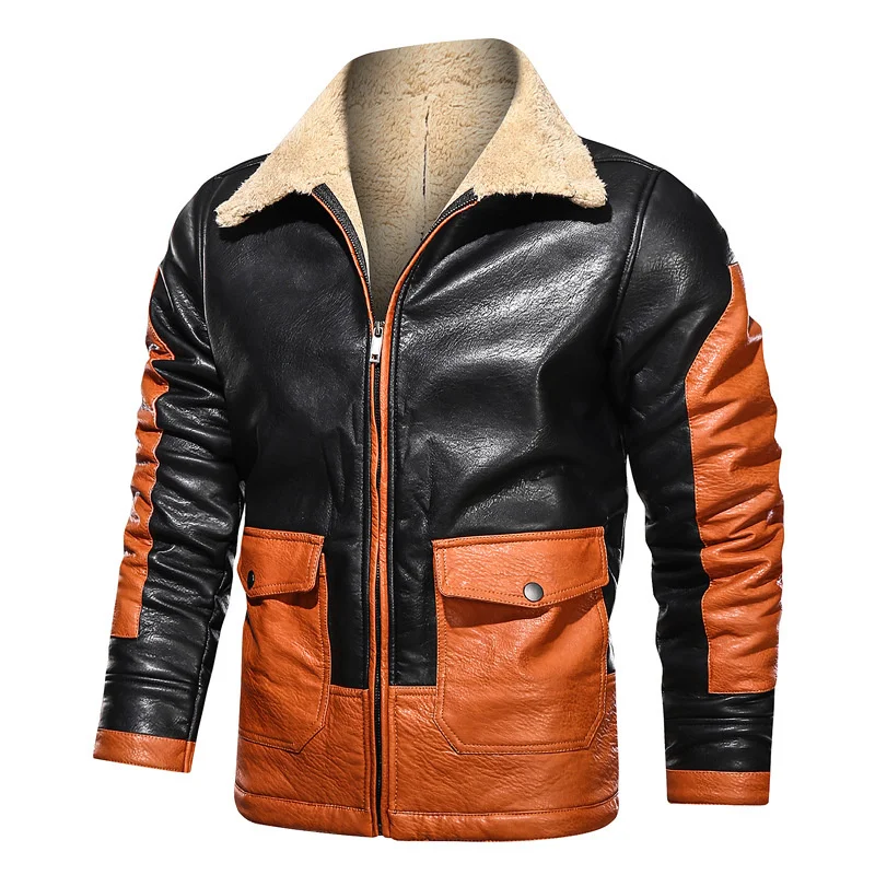 

European Winter Lapel Loose Men's Fur Coat with Plush Multi Pocket FurCoat2021