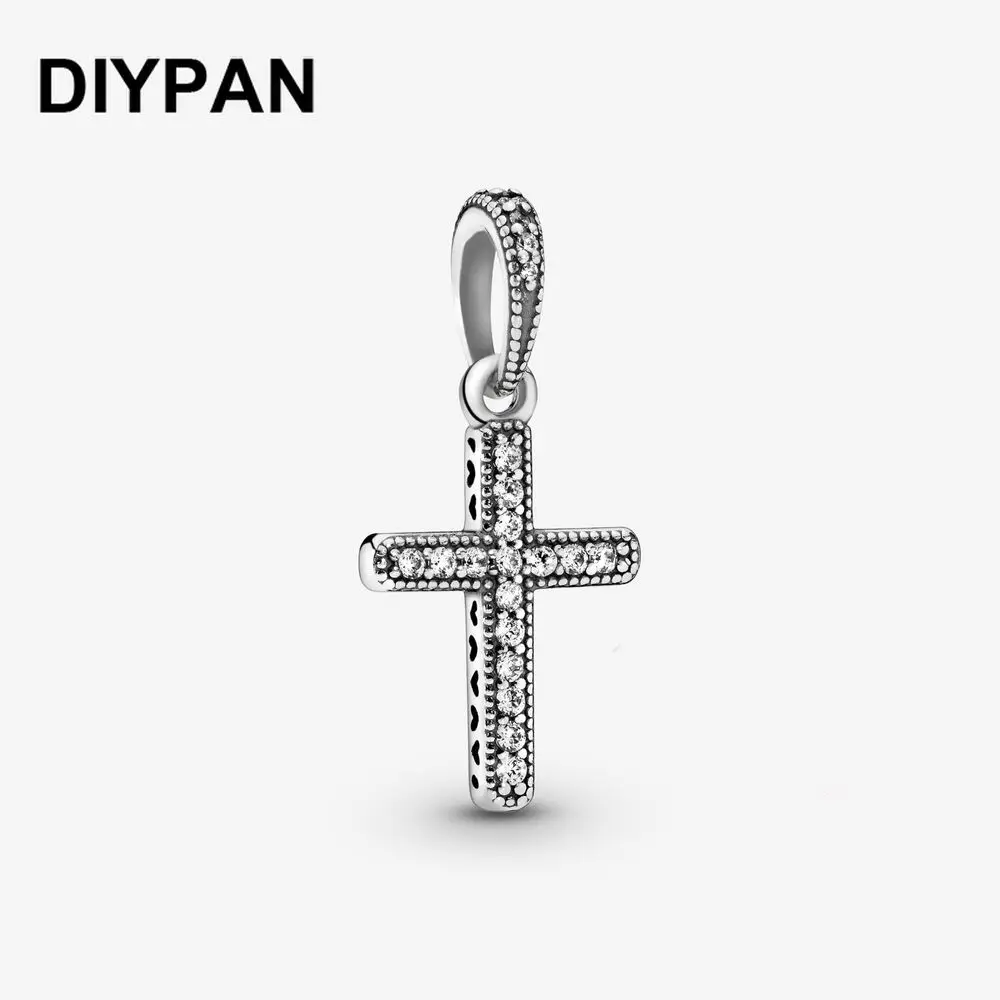 

Fit Original Pan Bracelet Charm Sparkling Cross Pendant Dangle Charms Beads Fashion DIY Jewelry Berloque