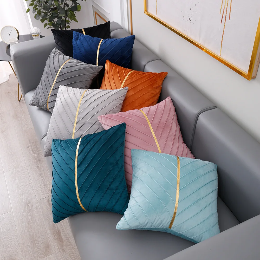 

Decorative Cover Cushion Velvet For Pillow Velvet Living Pleated High Quality Room Cover Cushion Covers Luxury Pillowcase Design