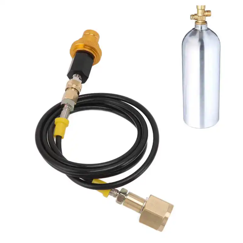 

Soda Machine Maker Adapter Hose Kit 1.5m Black Soda Adapter Hose with Gold Quick Adapter CO2 Tank Refill Adapter W21.8 14