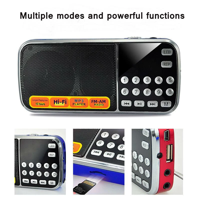 Gurbani Радио Super Bass Sound AM/FM Radio King L-088AM с TF USB AUX Наушники Фонарик Светодиодный Дисплей