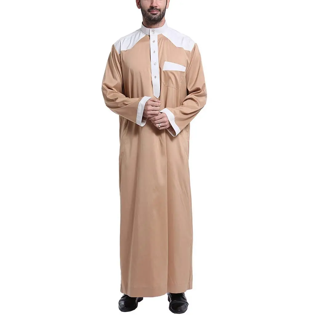 Men Long Sleeves Muslim Robes Shirt Saudi Arab Kaftan Islamic Abaya Muslim Men Ramadan Abaya Men Kaftan