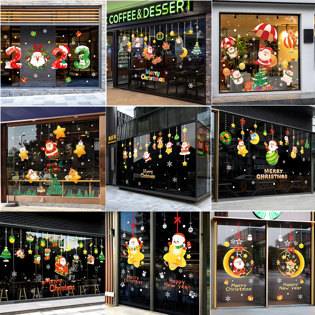 

2023 рождественские настенные наклейки, украшение для спальни, гостиной, торгового центра, стеклянного окна, двустороннее электростатическое стекло