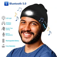 2021 new design led beanies hat wireless headphone bluetooth 5 0 with music function cap earphone