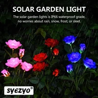 led solar simulation rose flower lights outdoor garden landscape lighting home decoration lamp waterproof landscape rose light